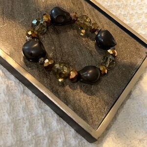 Black and Gold Chunky Beaded Bracelet